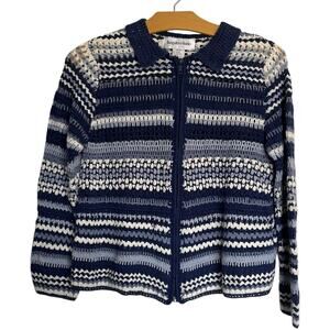 Vintage Hampshire Studio Crochet Cardigan Knit Granny Collared Sweater Size MP